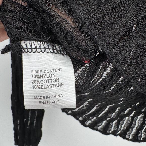 NWOT Princess Polly Women's Long Sleeve Mock Neck Open Knit Black Top Size 4 - Picture 8 of 8